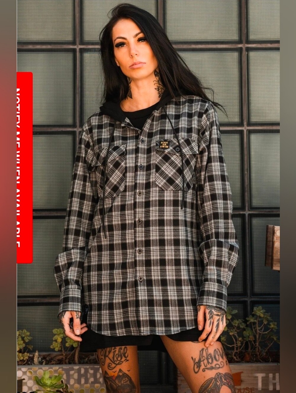 RELENTLESS BETRAYAL Sink Or Swim Premium Hooded Button-Up Flannel Blk/Gry/Wht